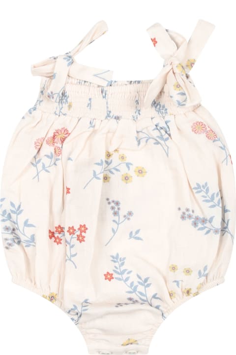 Coco Au Lait Bodysuits & Sets for Baby Boys Coco Au Lait Ivory Romper For Baby Girl With Flowers Print