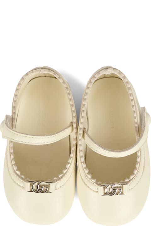 Homeware Gucci Ivory Ballet Flats For Baby Girl With Gg