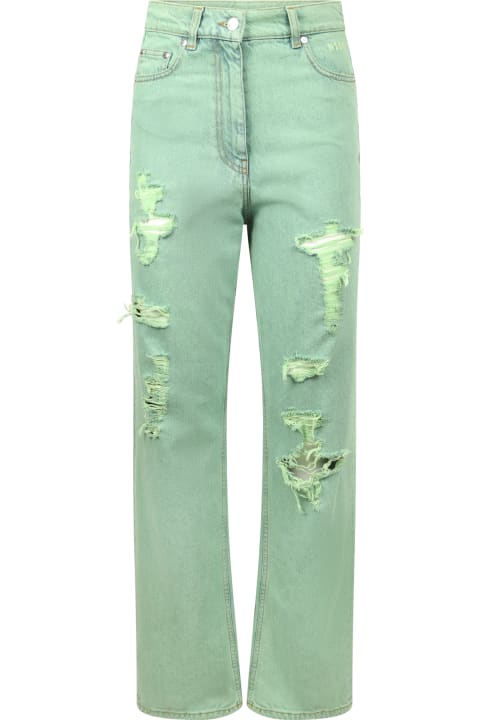 Jeans for Women MSGM Jeans Destroyed Colored Verde
