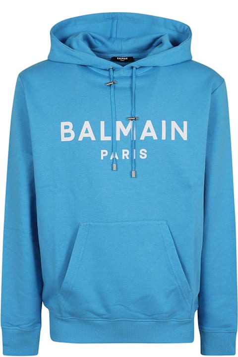 メンズ Balmainのフリース＆ラウンジウェア Balmain Logo Printed Drawstring Hoodie