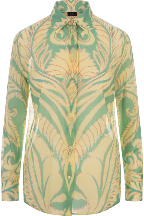 Clothing for Women Etro Green Cotton Shirt With Angkor Print