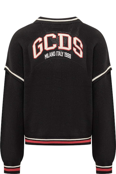 GCDS Sweaters for Men GCDS Stripe Detailed Logo Knitted Cardigan