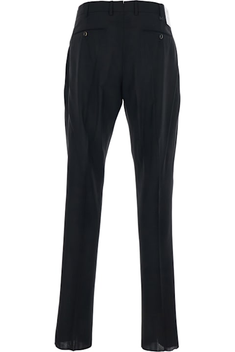PT Torino for Kids PT Torino Black Slim Fit Trousers With Belt Loops And Front Pleats In Wool Man