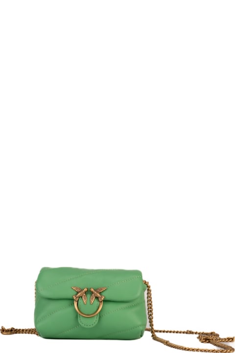 Bags for Women Pinko Green Micro Love Puff Maxi Quilt Bag
