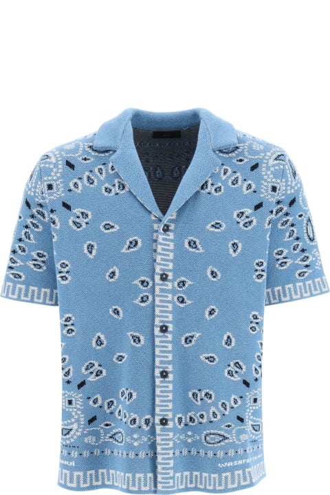 Alanui Shirts for Men Alanui Denim Cotton Piquet Bowling Bandana Shirt