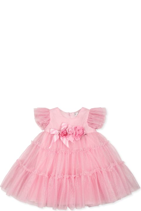 Homeware Monnalisa Pink Dress For Baby Girl With Roses