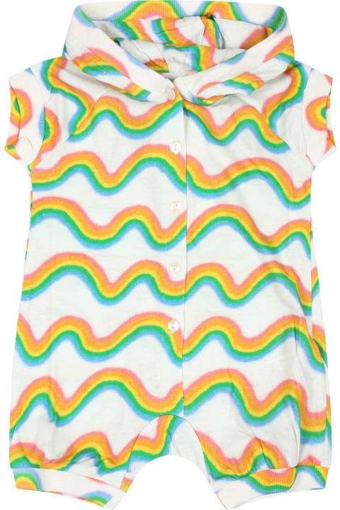 Molo Bodysuits & Sets for Baby Boys Molo White Romper For Baby Girl With Rainbow Print