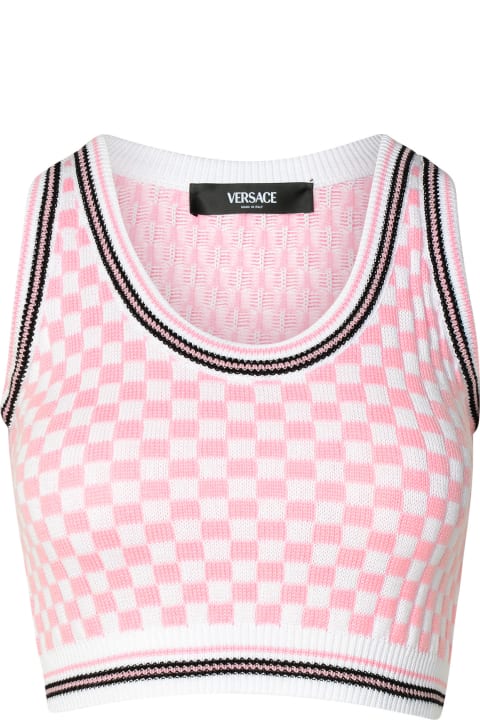Versace Clothing for Women Versace Crop Top In Pink Virgin Wool Blend