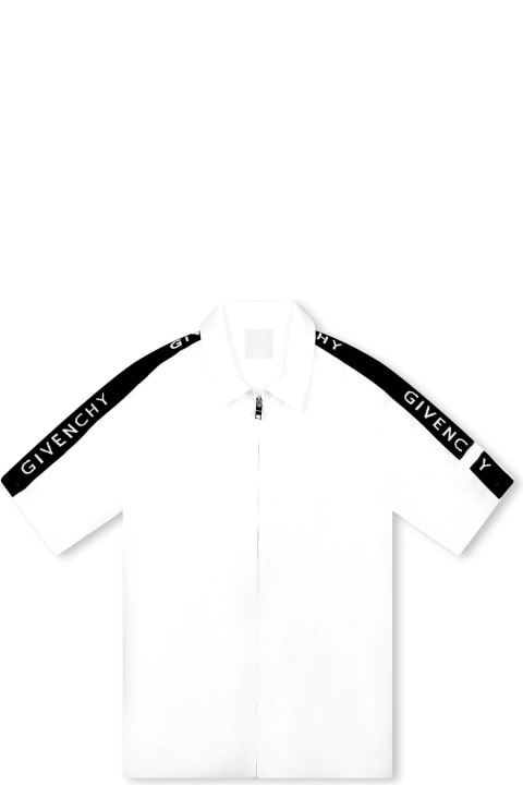 Givenchyのボーイズ Givenchy White Shirt With Zip And Logo Bands