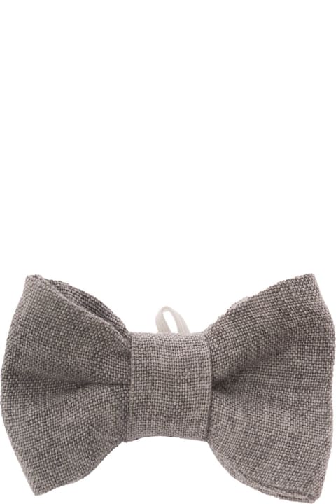 Il Gufo Accessories & Gifts for Baby Girls Il Gufo Grey Pre-tied Bow Tie In Linen Baby