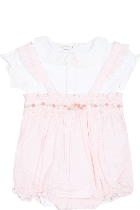 Topwear for Baby Girls Tartine et Chocolat Pink Dungarees For Baby Girl With Liberty Fabric