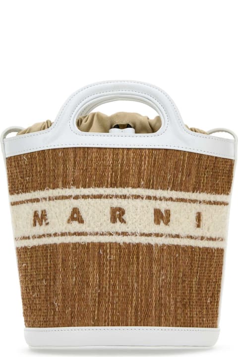 Marni Totes for Women Marni Two-tone Raffia And Leather Tropicalia Bucket Bag