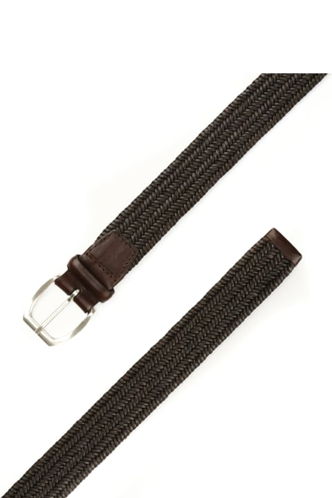 Belts for Men Orciani Wide Braided Leather Belt
