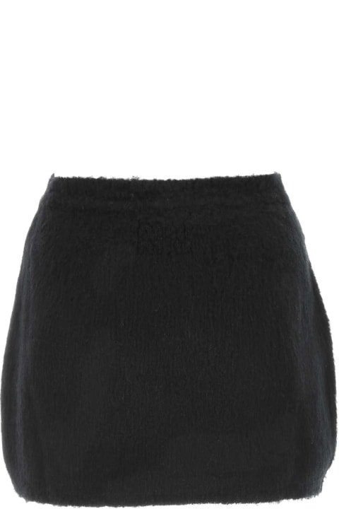 Miu Miu Skirts for Women Miu Miu Black Stretch Wool Blend Mini Skirt