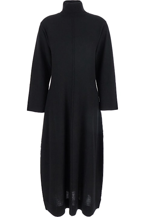 ウィメンズ Antonelliのワンピース＆ドレス Antonelli 'diomede' Long Black Dress With High Neck In Wool Blend Woman