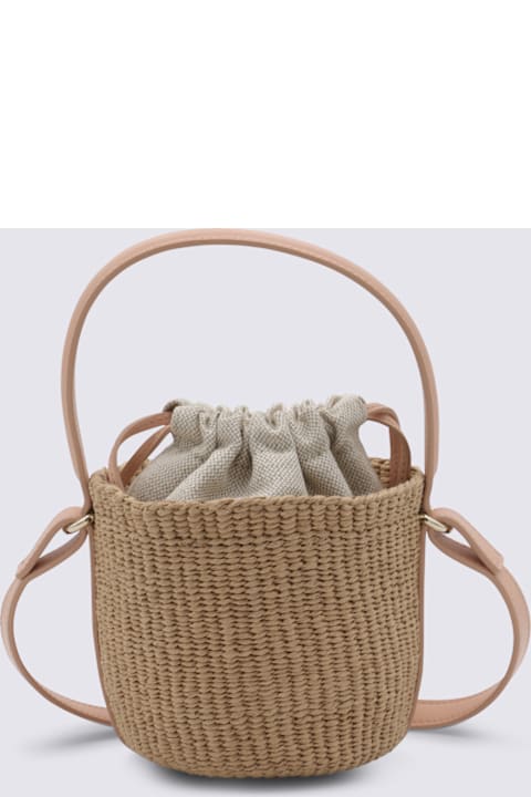 Chloé Bags for Women Chloé Beige And Pink Raffia Mini Horse Satchel