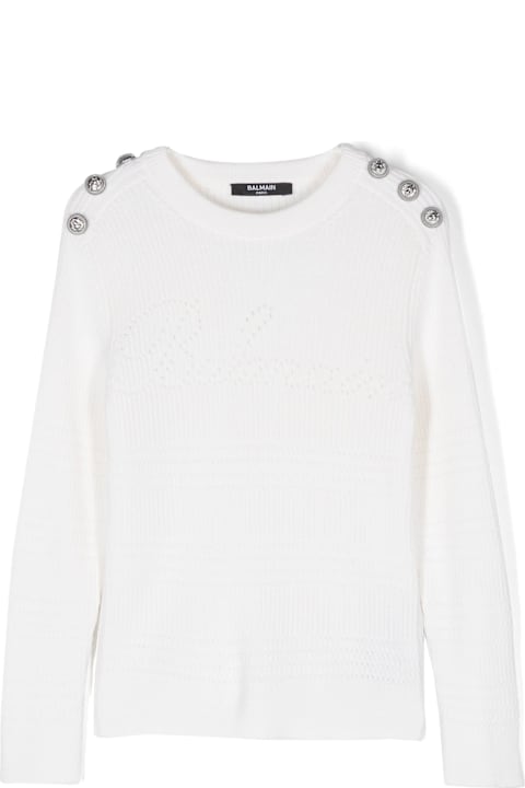 Balmain Sweaters & Sweatshirts for Girls Balmain Maglione Con Logo Traforato