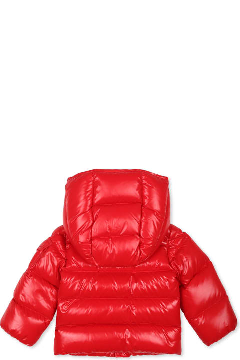 Moncler الملابس لـ رُضع بنات Moncler Red Maya Down Jacket For Babykids With Logo