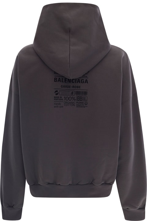 Grey Hoodie With Composition Print At The Back In Cotton Man