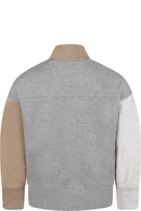 Grey Sweatshirt For Kids With Ligh-blue Logo