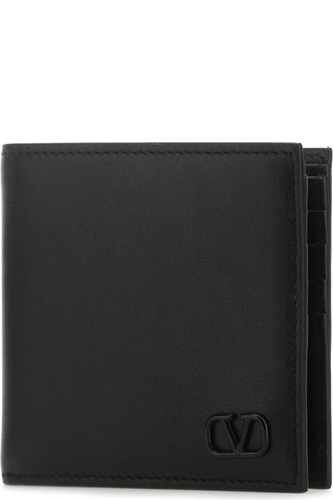 メンズ アクセサリー Valentino Garavani Black Leather Wallet