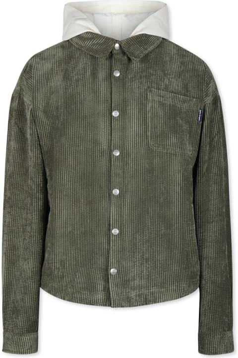 ボーイズ Palm Angelsのシャツ Palm Angels Green Shirt For Boy With Logo