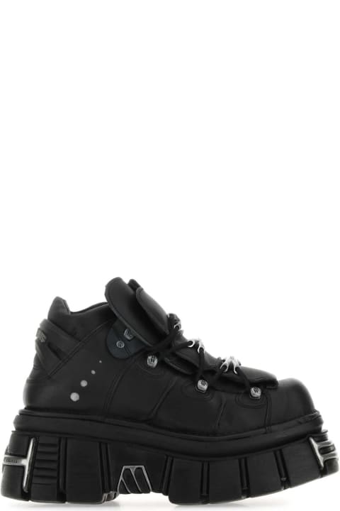 Fashion for Men VETEMENTS Black Leather New Rock Sneakers
