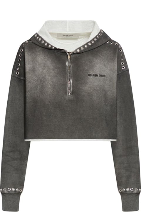 Golden Goose for Women Golden Goose Eyelets Detailed Cropped Zip-up Hoodie