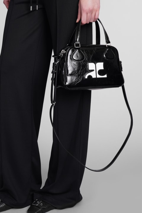 Courrèges for Women Courrèges Bowling Shoulder Bag In Black Patent Leather