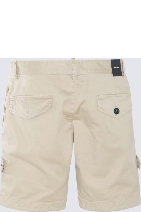 Fashion for Men Dsquared2 Beige And Red Cotton Blend Shorts