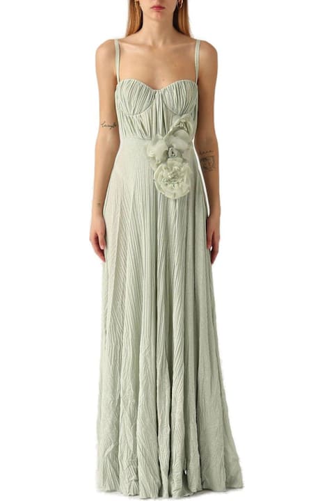 Elisabetta Franchi for Women Elisabetta Franchi Embroidered Flower Red Carpet Dress