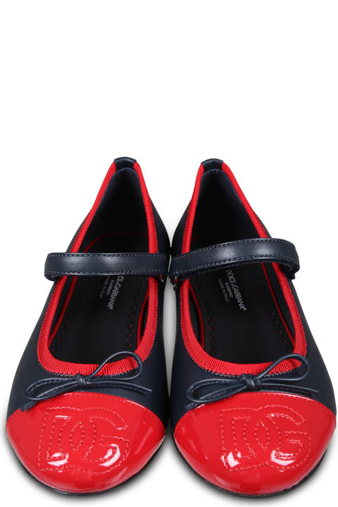 Shoes for Girls Dolce & Gabbana Blue Ballet Flats For Girl With Logo Dg