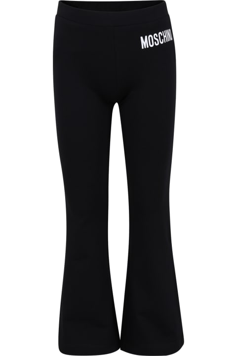 Moschino for Kids Moschino Black Leggings For Girl With Logo