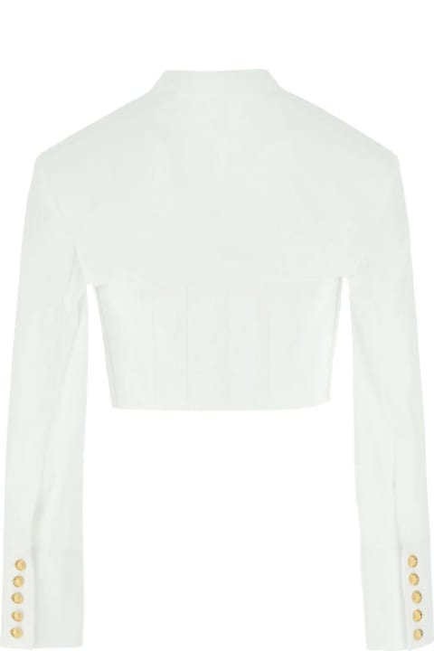 Topwear for Women Balmain White Poplin Shirt