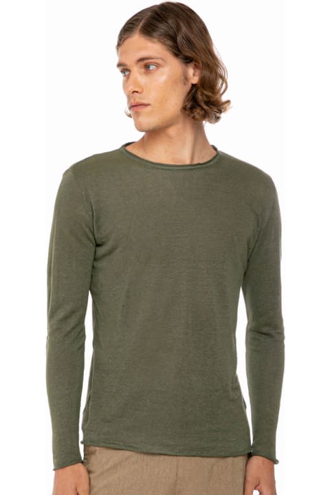 Homeware MC2 Saint Barth Military Green Linen Man T-shirt Long Sleeves