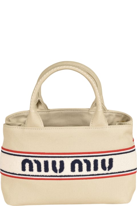 Miu Miu for Women Miu Miu Stripe Logo Detail Top Handle Handbag