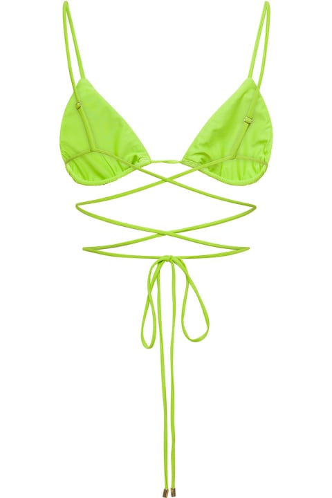ウィメンズ self-portraitの水着 self-portrait Bikini Top With All-over Crystal Embellishment In Green Polyamide Woman
