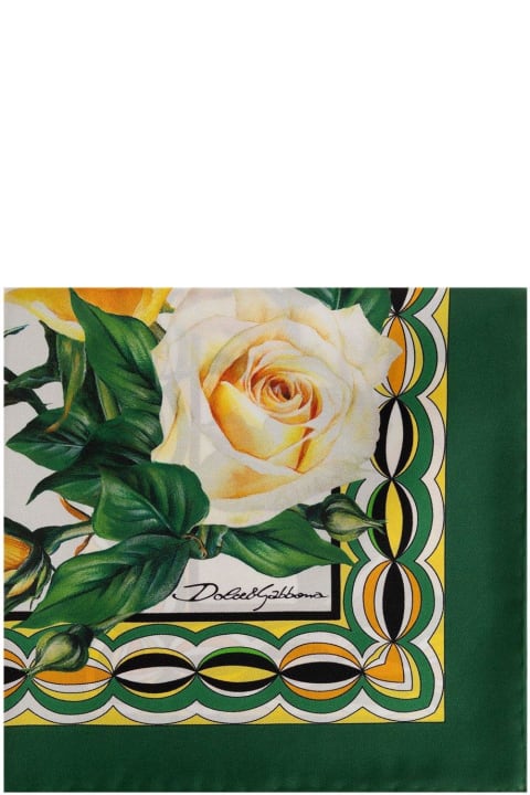 Accessories for Women Dolce & Gabbana Rose Printed Twill Scarf