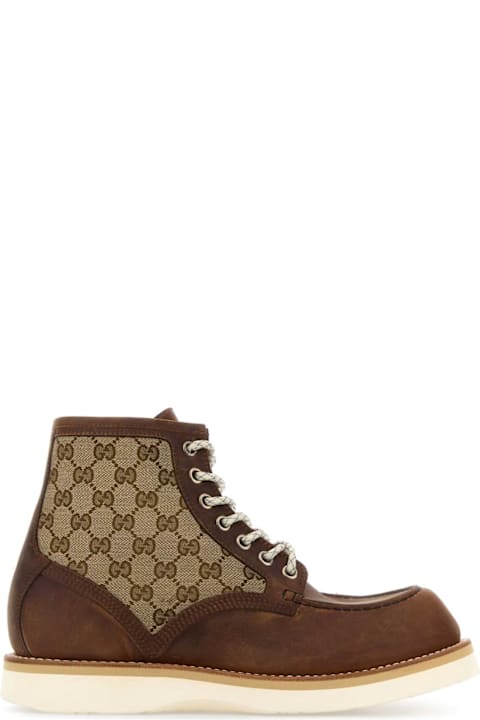 أدوات منزلية Gucci Multicolor Gg Fabric And Leather Ankle Boots