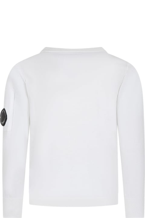 C.P. Company Undersixteen Sweaters & Sweatshirts for Boys C.P. Company Undersixteen White Sweater For Boy With C.p. Company Lens