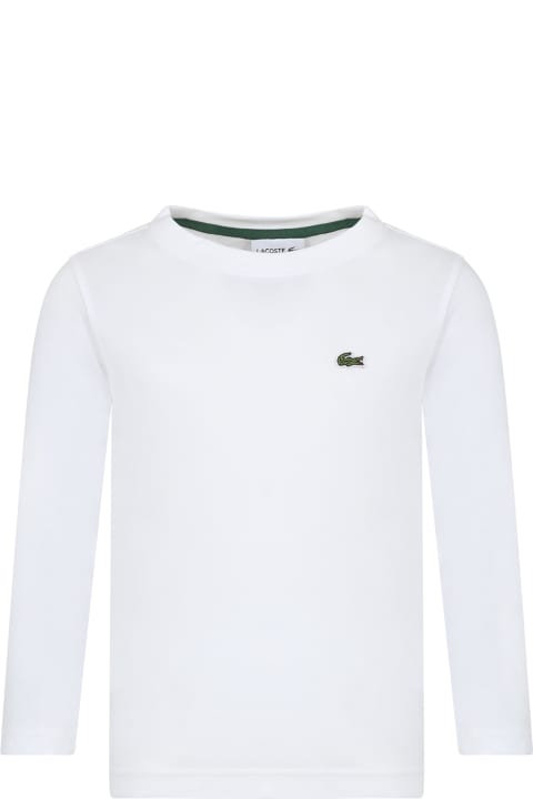 Fashion for Boys Lacoste White T-shirt For Boy With Crocodile