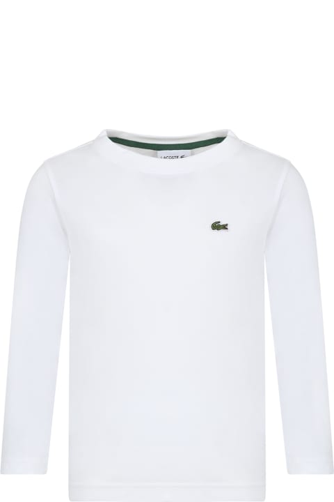 Lacoste for Kids Lacoste White T-shirt For Boy With Crocodile