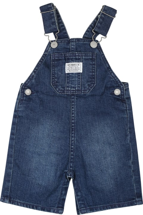 Topwear for Baby Girls Levi's Blue Dungarees For Babykids With Logo