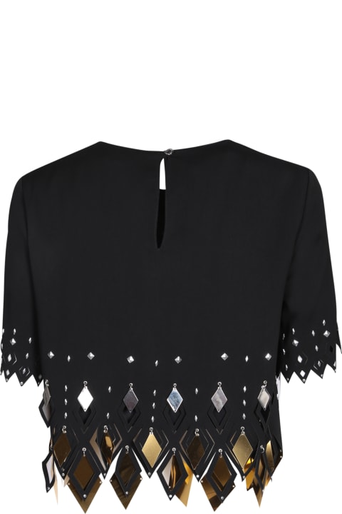 Paco Rabanne Topwear for Women Paco Rabanne Black Crop Top With Diamond Shaped Appliqués