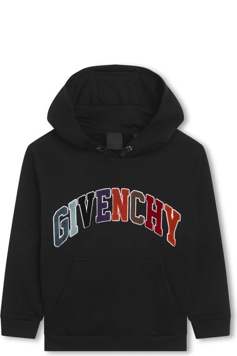 Givenchy for Boys Givenchy Black Hoodie With Multicoloured Signature