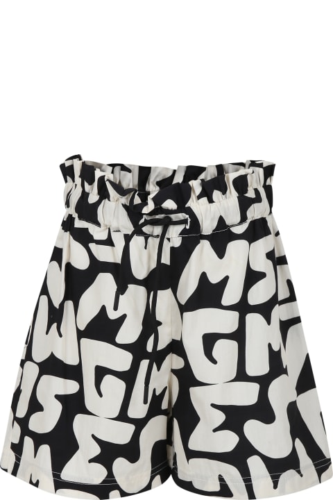 ガールズ ボトムス MSGM Black Shorts For Girl With Logo