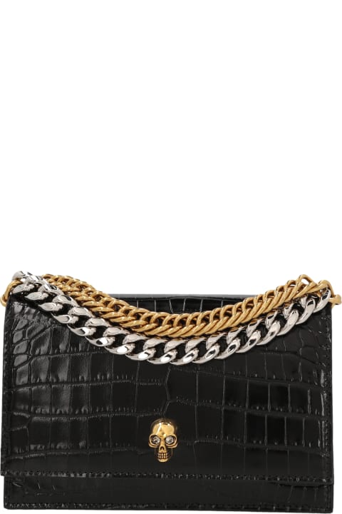Alexander McQueen Shoulder Bags for Women Alexander McQueen Black Small Skull Bag With Chain