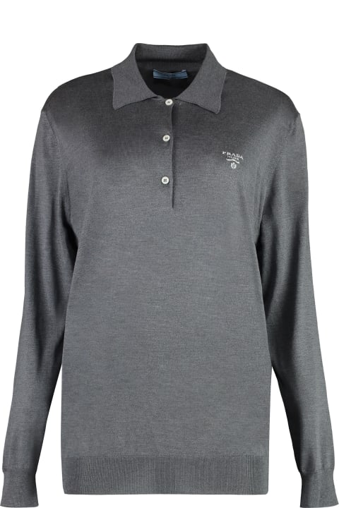 Topwear for Women Prada Long Sleeve Knit Polo Shirt