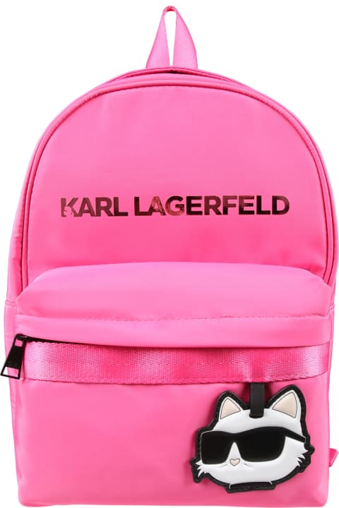 Accessories & Gifts for Girls Karl Lagerfeld Kids Fuchsia Backpack For Girl With Logo And Choupette