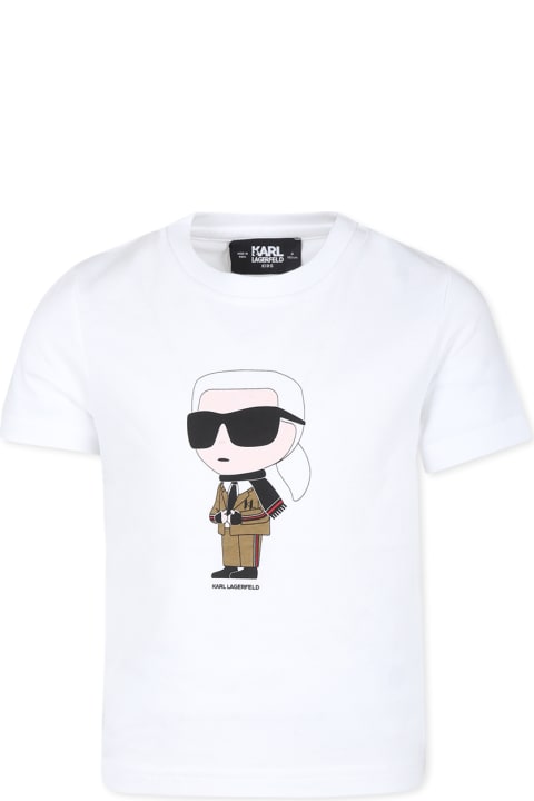 أدوات منزلية Karl Lagerfeld Kids White T-shirt For Boy With Karl